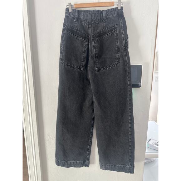 Zara Cargo Utility Belted Denim Jeans High Rise Wide Gray Sz2 belt not included - Picture 13 of 16